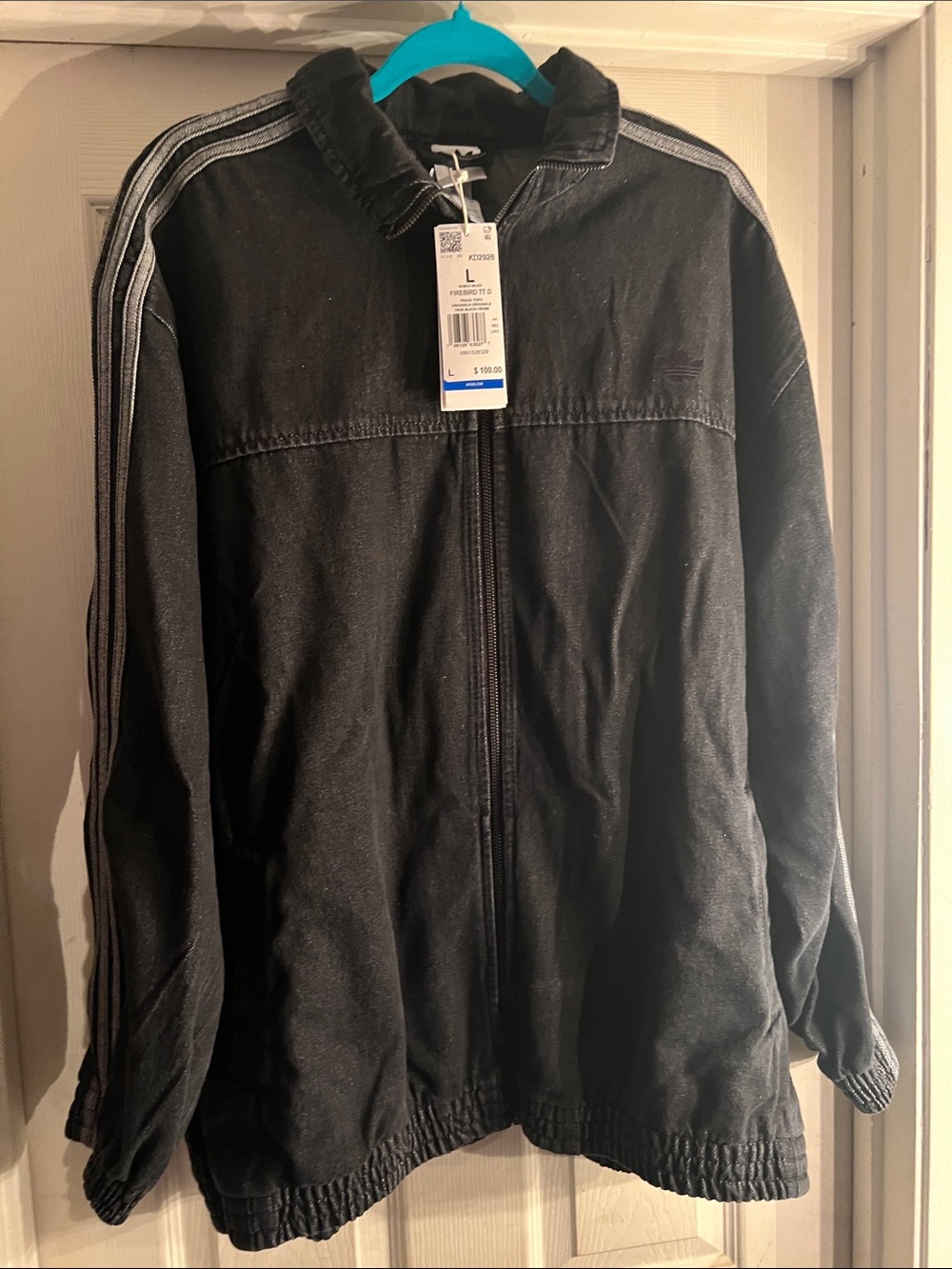 Adidas Black Zip-Up Jacket with Stripe Detail